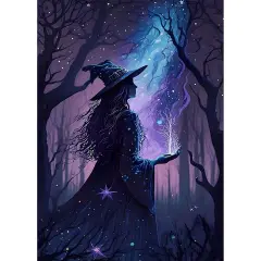 Diamond Painting Kits for Adults, Retro Witch 5D Diamond Art Kits, Halloween Witch Diamond Gem Painting Crafts Home Wall Decor 30x40cm