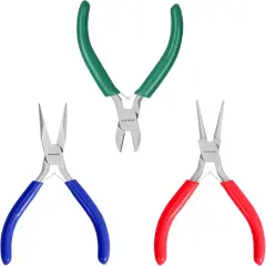 Jewelry Pliers Set, 3 Pack Jewelry Making Tool Kit- Needle Nose Plier/Chain Nose Plier, Round Nose Plier and Wire Cutter for Charm Bracelet, Jewelry Repair, DIY Crafts, Jewelry Making Supplies