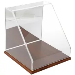 Plymor Clear Acrylic Slanted Front Display Case, 10" x 10" x 10" Hardwood (Mirrored)