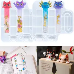 LET&rsquo;S Resin Bookmark Resin Molds Silicone, Cute 3D Animal Bookmark Silicone Molds for Epoxy Resina with Paperclip Pattern 3mm Thin,Small Bookmarks Molds for UV Resin Crafts,Gifts for Book Lovers