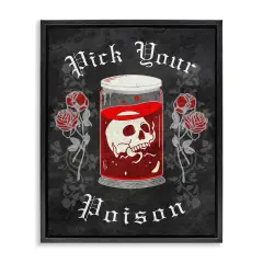 Pick Your Poison Skull Floating Frame Canvas Art Black