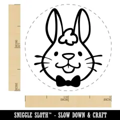 Adorable Cartoon Easter Bunny Head Rabbit Bow Tie Self-Inking Rubber Stamp Purple