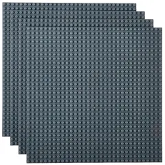 Strictly Briks 4 Pack Baseplates 10x10 in, Stackable Building Plates with 32 x 32 Studs, Mats, Bases, Boards, Sheets 100% Compatible with All Major Brands, Gray, Ages 3-14 Grey