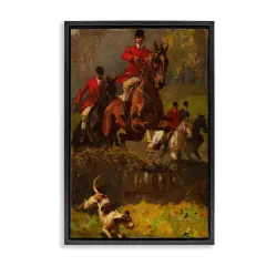 Stupell Industries Classic Hunting Dog Scene Floater Framed Canvas Wall Art Design by Tina Higgins Designs, Inc.