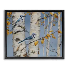 Stupell Industries Blue Jay Autumn Day Floater Framed Canvas Wall Art Design by Valerie Rogers