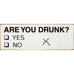 Solid Knotty Pine Bar Sign: Are You Drunk? Yes/No Check White-Black