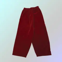Burgundy Velvet Santa Pants with Side Pockets