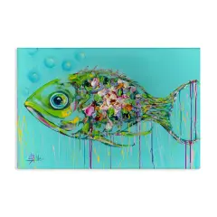 Stupell Industries Painterly Drip Fish Canvas Wall Art Design by Estelle Grengs