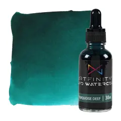 Artfinity Liquid Watercolor Paint 30 ml Bottle, Turquoise Deep - Vibrant Dye-Based Liquid Watercolor w/ Glass Pipette, Fast-Drying, Fine Art Paint for Calligraphy, Airbrushing & Traditional Art
