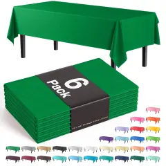Exquisite 6-Pack Premium Plastic Tablecloth 54in. x 108in. Rectangle Plastic Table Cover Emerald