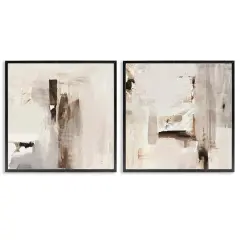 Stupell Industries Neutral Forms on Beige 2pc Framed Giclee Wall Art Set Design by Susan Jill