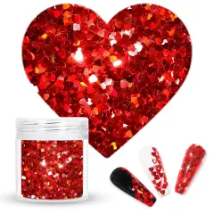 2g Chunky Glitter for Valentine&rsquo;s Day Heart Glitter - Laser Red