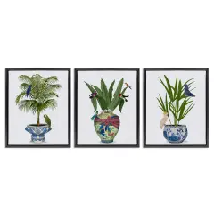 Stupell Industries Traditional House Plant Vases 3pc Floater Framed Canvas Wall Art Set Design by Fab Funky