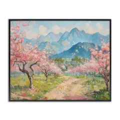 Stupell Industries Cherry Blossom Mountains Framed Giclee Wall Art Design by LSR Design Studio