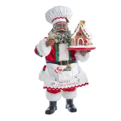 10.5" Fabrich&eacute;&trade; African American Gingerbread Chef Santa
