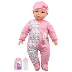 Little Darlings: 19" Cuddle Baby - Pink Kitty - Talking Baby Doll Set w/ Accessories, Makes 6 Different Baby Sounds