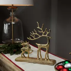 Northlight Reindeer and Fawn Metal Christmas Figure - 10.25" - Gold