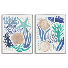 Stupell Industries Coastal Currents Sea Life 2pc Framed Giclee Wall Art Set Design by Veronique Charron