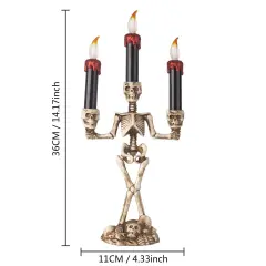 Halloween Candelabra with LED Flameless Candles Holder Battery Operated Flickering Spooky Lighting for Halloween Decorations Mental D&eacute;cor Window Centerpieces