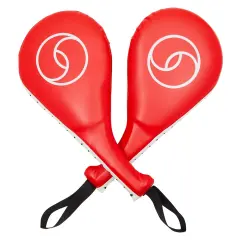 2 Pack Taekwondo Kick Pads, Martial Arts Training Equipment, Kickboxing Striking Target Pads, TKD Sparring Gear (Red, 15 x 2.5 x 7.5 In)