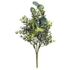 15.5" Mix Green Enclave Eucalyptus Bush with Plastic and Fabric Leaves