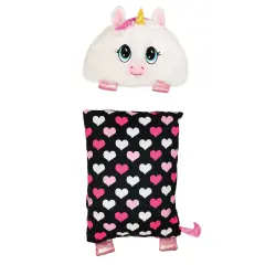Happy Nappers: FluffALuff Pet - Unicorn - 2-In-1: Plush Character & Snap-On Pillowcase, White-Pink, Soft-Huggable, Cover Fits Standard Size, Play-Nap