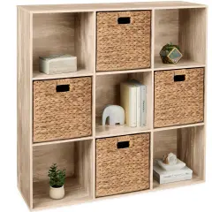 Best Choice Products 9-Cube Bookshelf, 13.5in Display Storage System, Organizer w/ Removable Back Panels Light Oak