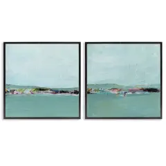 Stupell Industries Abstract Sea Distant Cliffs 2pc Framed Giclee Wall Art Set Design by Ethan Harper 