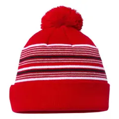 Sportsman&reg; Striped Pom Pom Cuffed Beanie Red W G Black