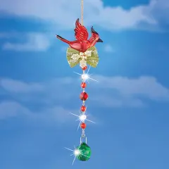 Collections Etc Festive Cardinal Crystal Hanging Suncatcher