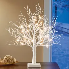 Collections Etc Lighted LED Frosted White Tabletop Tree