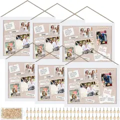 6 Pack Wood Bulletin Cork Boards with Linen 12''x 16''