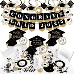 Big Dot of Happiness 2025 Gold Graduation Party Supplies - 387 Piece Decoration Kit - Fundle Bundle