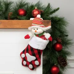 Northlight 15.5" Red and Black Buffalo Plaid Pet Embroidered Christmas Stocking