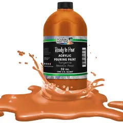 Pouring Masters Tangerine Metallic Pearl Ready to Pour Acrylic Pouring Paint - Premium 32-Ounce Pre-Mixed Fluid Acrylic Paint - Fluid Art Supplies for Canvas, Wood, Paper, Tile & Rocks