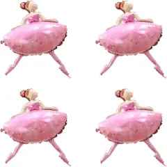 4PCS Pink Ballet Dancing Girl Foil Balloon Aluminum Foil(Pink)