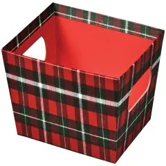 Pack/6: Christmas Plaid Baskety Tray - 9 x 7 x 3-1/2"