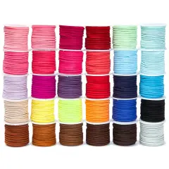 30 Spools of Faux Leather Laces for Crafts, 2.5mm Vegan Suede Cord for Beading, DIY Crafts, 165 Yards (30 Colors) Multicolor