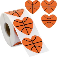 Sports Stickers for Kids, 600Pcs Valentines Stickers Basketball Stickers Self Adhesive Water Bottle Sticker Heart Seal Labels for Sports Events Valentines Decorations
