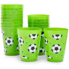 16 Pack Plastic Soccer Cups for Kids, Sports Party Favors for Birthday Party Supplies (16 oz) Multicolor