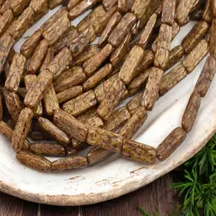 *25* 20x8mm Camel Beige Picasso Flower Rectangle Beads