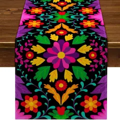 Mexican Table Runner 72inches Long Cinco de Mayo Dia De Los Muertos Decorations Mexico Fiesta Party Linen Altar Ofrenda Home Kitchen Decor