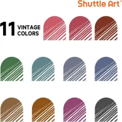 Art Colored Retractable Gel Pens, 11 Unique Dark Vintage Ink Colors, Cute Pens 0.7mm Medium Point Quick Drying for Writing Drawing Journaling Note Taking School Office Home