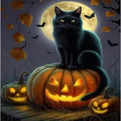 Halloween Diamond Painting Kits,Cat Diamond Painting,Pumpkin Lantern Diamond Art