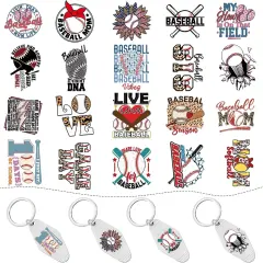 Keychain UV DTF Wraps Stickers - 8 Sheets Baseball Enthusiast Uvdtf Wrap Decals for Blank Keychain Decoration, Share Love Baseball Waterproof Transfer Stickers DIY Motel Keychain Craft Creative Decor