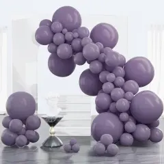 Dusty Purple Balloons, 100 pcs Boho Purple Balloons Different Sizes Pack of 18 Inch 12 Inch 10 Inch 5 Inch Faded Purple Balloons for Balloon Garland Arch as Party Decorations, Purple-F50