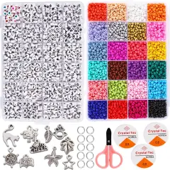 Jewelry Making Kit Beads for Bracelets - 5000+pcs Bead Craft Kit Set, Glass Pony Seed Letter Alphabet DIY Art and Craft