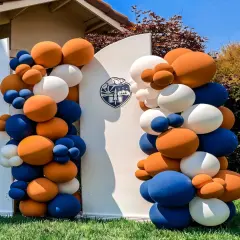 Navy Blue and Orange Balloons,60pcs Graduation Balloons Set,12 Inch Metallic Gold Balloon Dark Blue White Latex Balloon for Boys Men Graduation Birthday Wedding Baby Shower Party Decorations