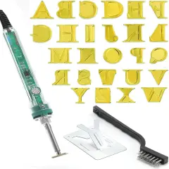 Wood Burning Alphabet Letter Kit, Branding Irons Personalized for Wood Leather Branding Set Compatible with Walnut Hollow Iron Wood Burning Stamp with 26 Iron 5/8&rdquo; Tall (Clear)