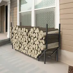 6FT Heavy-Duty Outdoor/Indoor Firewood Rack &ndash; Large Capacity Log Holder for Fireplace, Fire Pit, or Garage, Weather-Resistant Metal Storage with Elevated Base